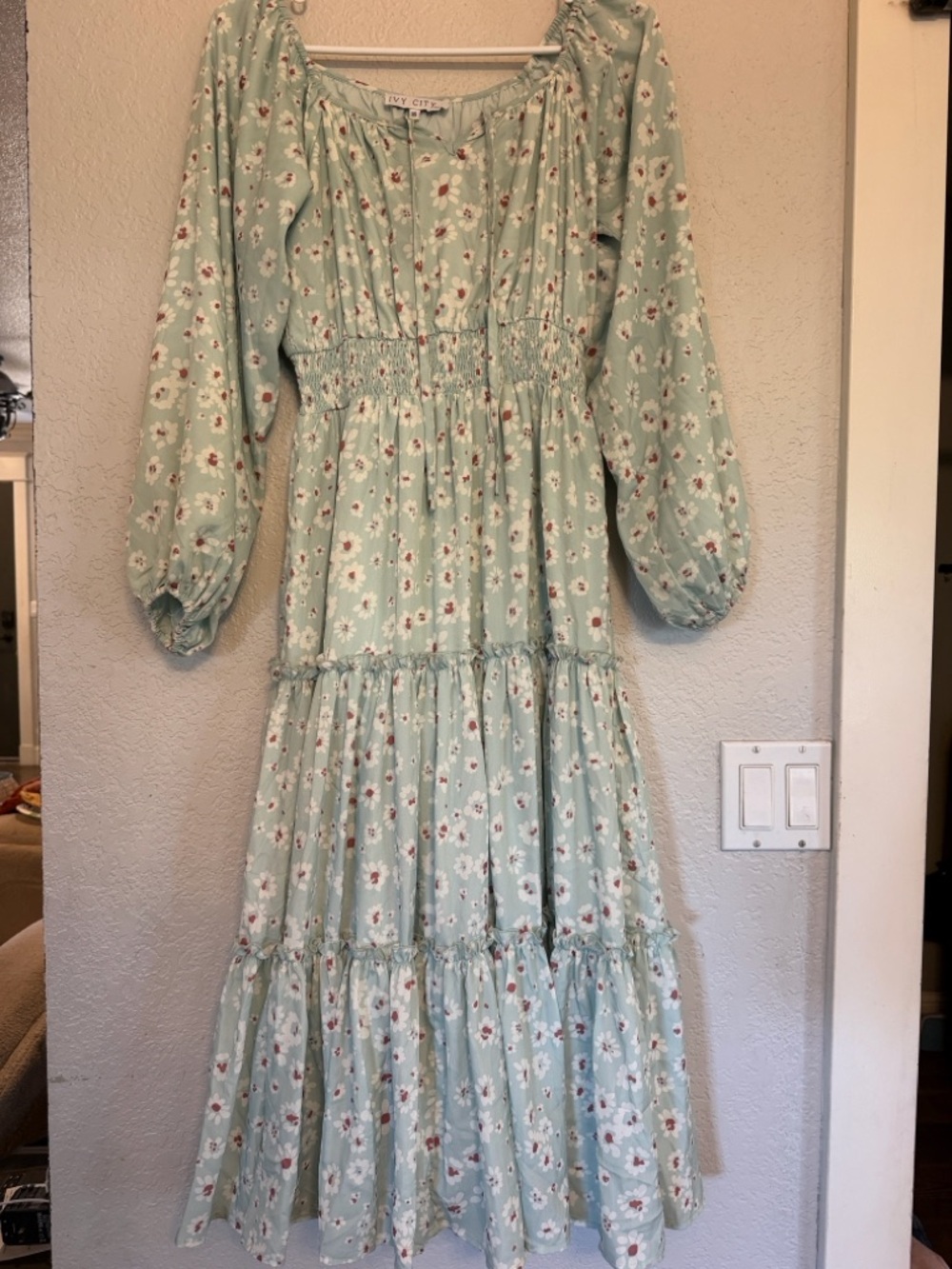 Ivy City Co Madeline Dress in pale green daisys Size XS